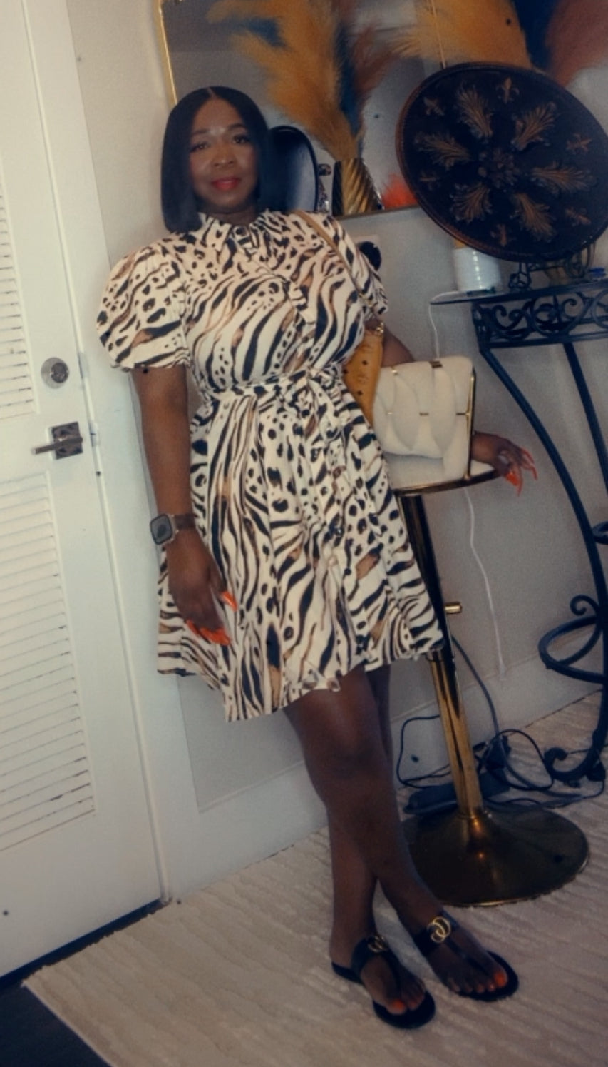 Leopard Puff Sleeve Mini dress